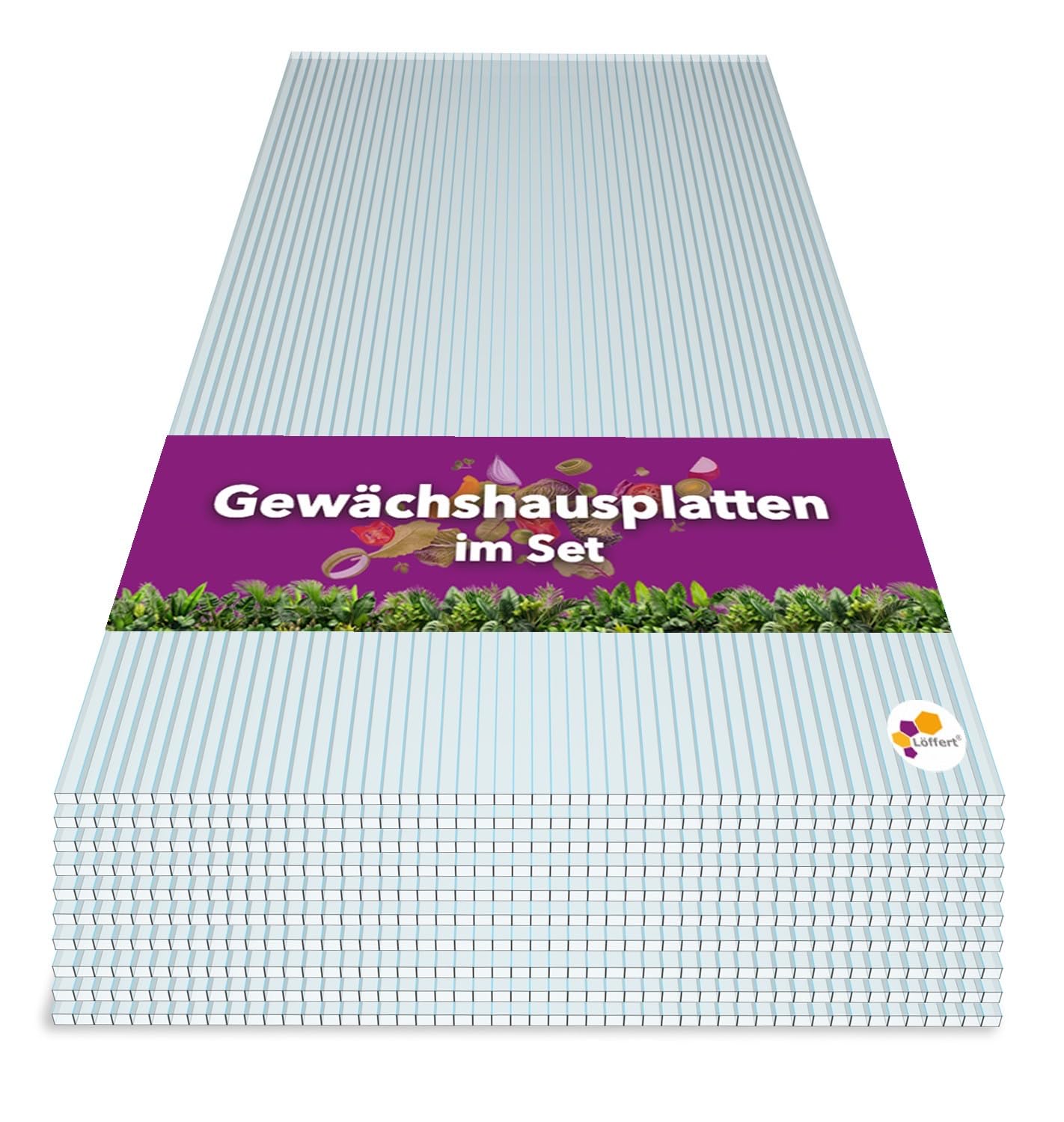 Löffert Gewächshausplatten | Universell einsetzbar | 6 mm | 150 x 70 cm | Transparent | PVC Rahmen | Made in Germany