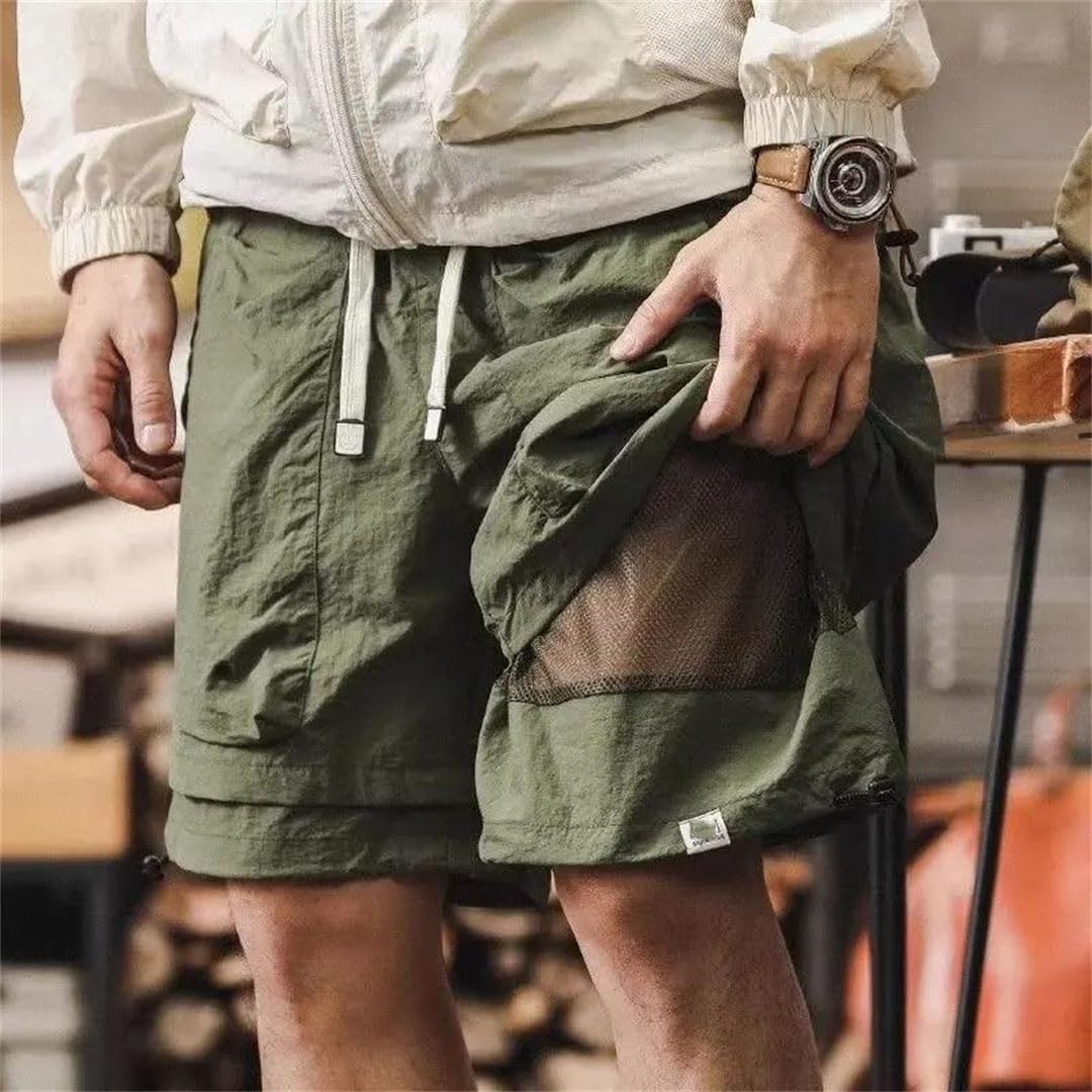 Men Summer Waterproof Quick Drying Cool Outdoor Functional Fake Two Piece Cargo Shorts
