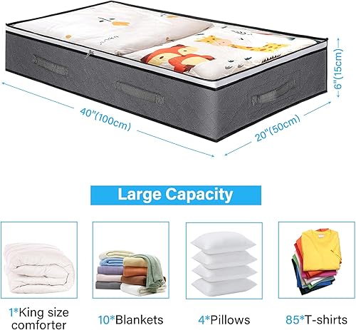 Miniatura 2 de Bolsas organizadoras de ropa contenedores de almacenamiento plegables contenedores de almacenamiento debajo de la cama con ventana transparente asas