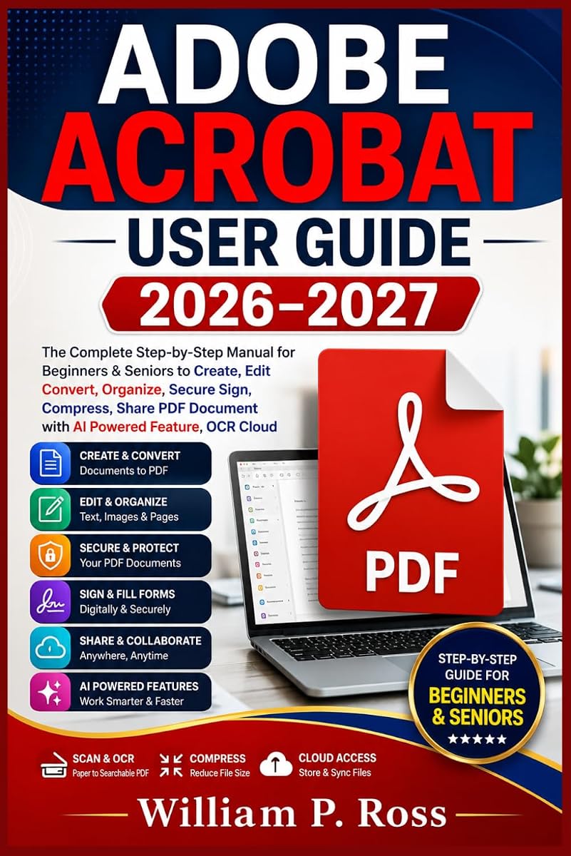 GUÍA DEL USUARIO DE ADOBE ACROBAT 2026-2027: El manual completo paso a paso para principiantes y mayores para crear, editar, convertir, organizar, firmar de forma segura, comprimir y compartir documentos PDF con la función OCR Cloud impulsada por IA