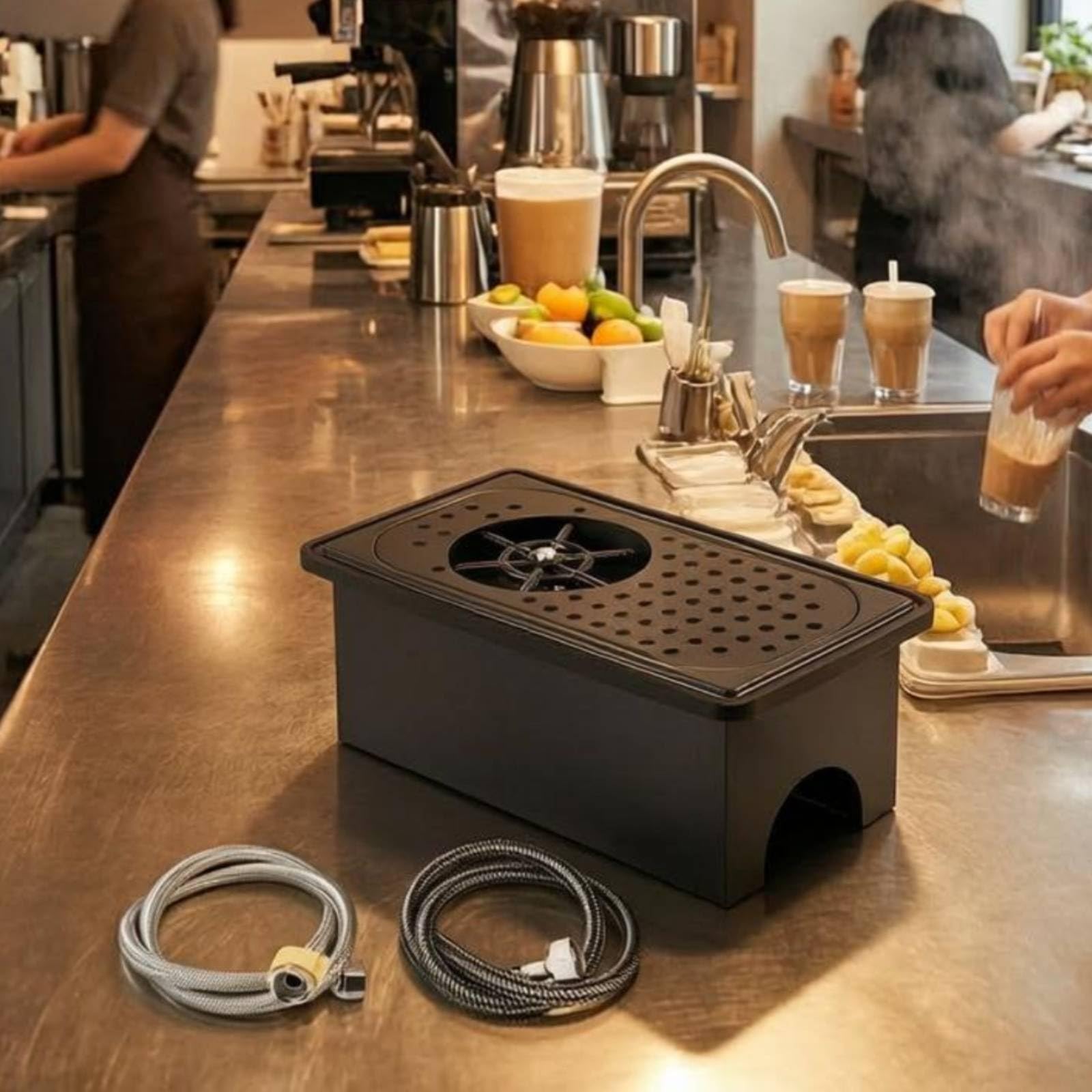 Lavabicchieri Bancone Acciaio Inox Risciacquo Rapido Lavabicchieri da Finitura Nera Accessorio Cucina per, Lavabicchieri Da Bancone Modello B