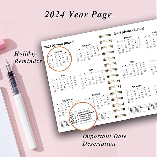 Miniatura 4 de Agenda 2024-2025 diaria, semanal y mensual  Calendario 2024  Agenda de 12 meses de enero a diciembre  Agenda semanal y mensual 2024 de 5 x 8