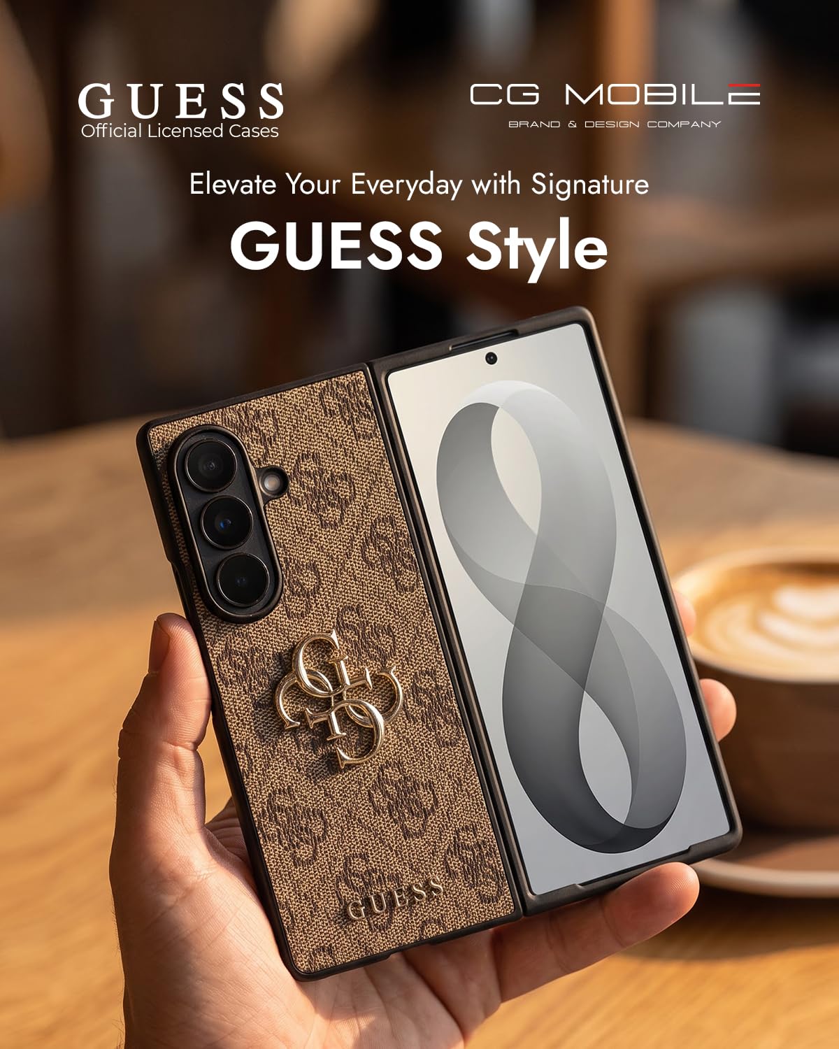 CG MOBILE Guess Big 4G Logo Coque pour Samsung Galaxy Z Fold8 Ultra Marron
