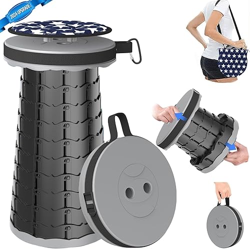 Miniatura 1 de Taburete plegable mejorado para adultos, silla portátil con cojín, taburete telescópico plegable ligero antideslizante y más resistente, asiento