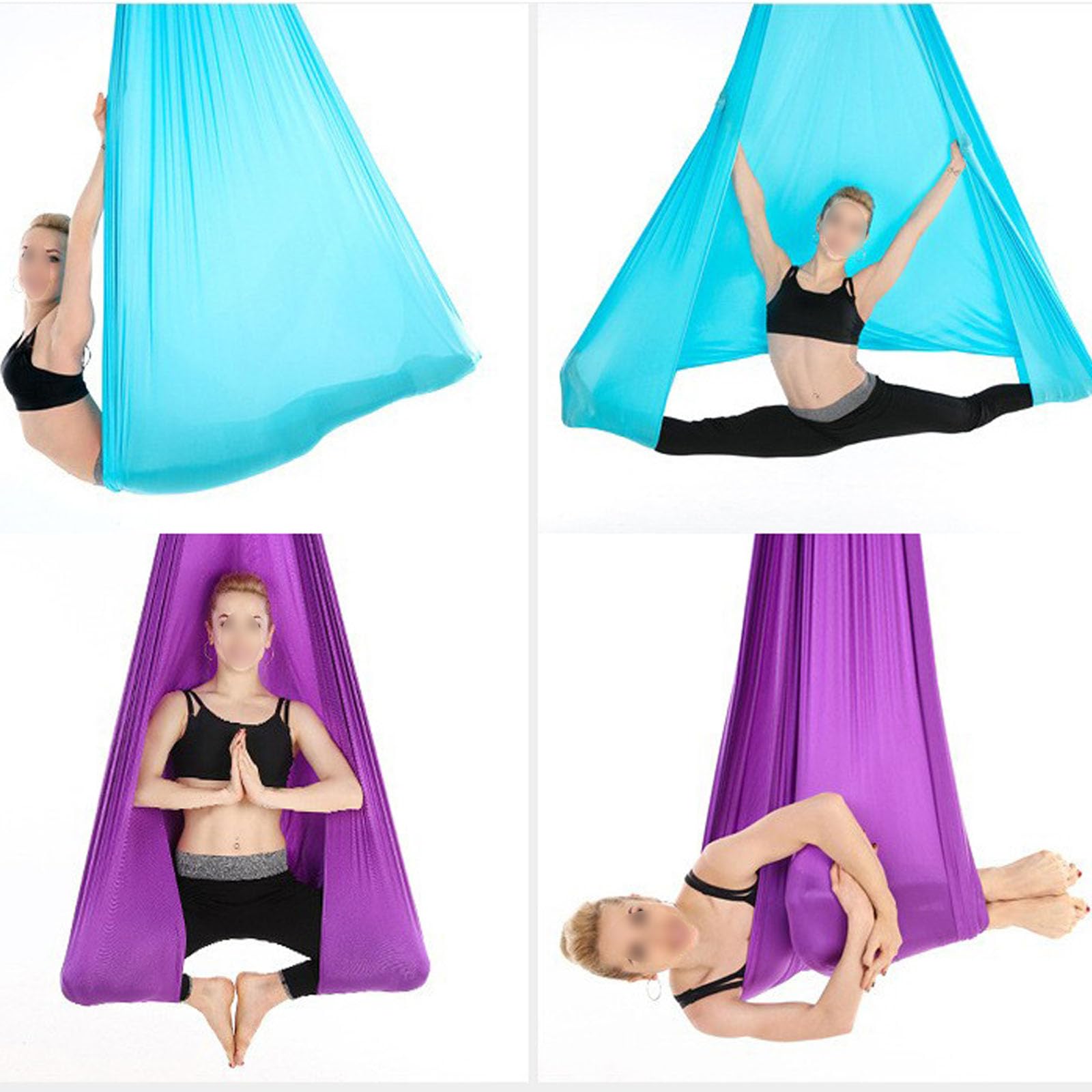 Aerial Yogatuch,Hängematten für Drinnen und Draußen,Aerial-Yoga-Schaukeln,Komplett mit Sämtlichem Zubehör(Size:400x280cm,Color:H)