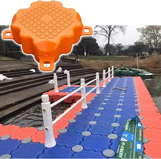 High Load-Bearing Capacity Modular Plastic Pontoon, Heavy Duty Floating Dock for Saltwater Fishing/Marine Aquaculture, Fishing Platform with Anti-Slip Texture(Orange (S))