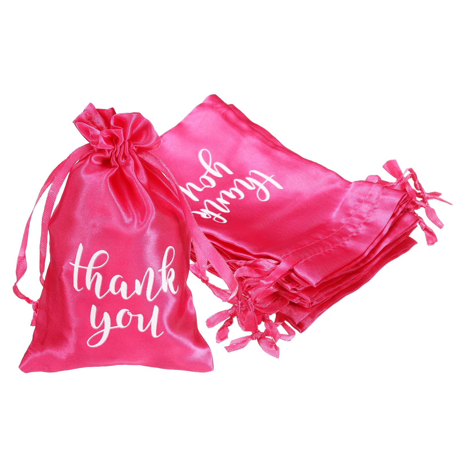 PATIKIL Thank You Satin Gift Bags, (4 x 6 Inch, Rose Red) (50Pcs), Satin Drawstring Favor Bags Gift Pouches with Drawstrings, Suit for - Wedding/Festival/Birthday/Celebration โ image 1