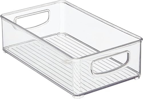 Miniatura 9 de mDesign Organizador pequeño de plástico para el cuarto del bebé y los alimentos, contenedor de almacenamiento con asas para armario, armario,