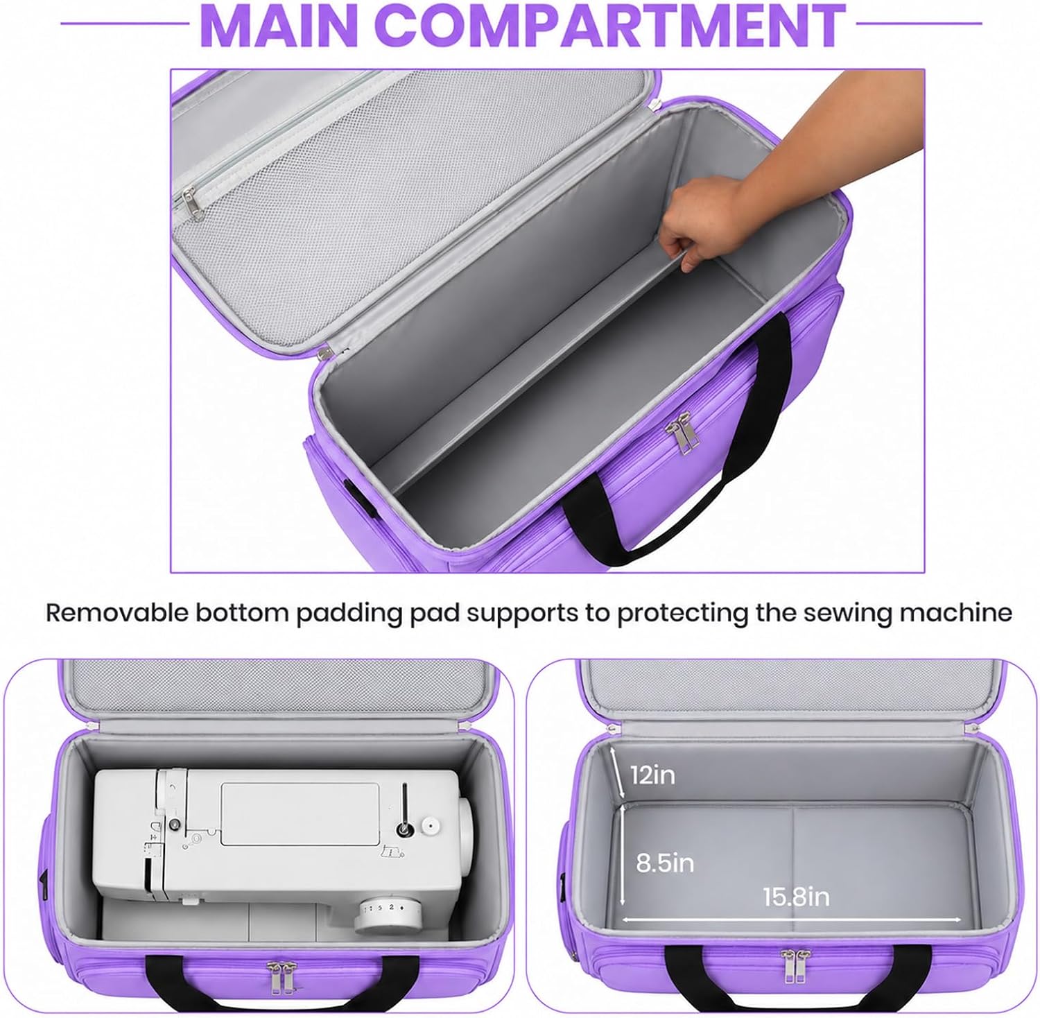 Terradon Rolling Large Sewing Machine Carrying Case with Multiple Pockets