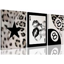 SongZest 3 Piece Canvas Wall Art Y2K Wall Decor Lucky 8 Ball Pictures Leopard Painting Queen of Spades Framed Art Retro Prints Aesthetic Artwork for Game Room Bar Apartment