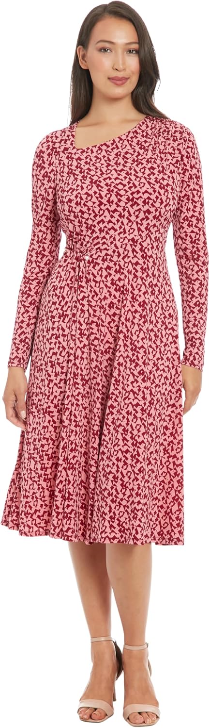 [London Times] ビジネスカジュアルドレス Women's Long Sleeve Midi Dress-Ele