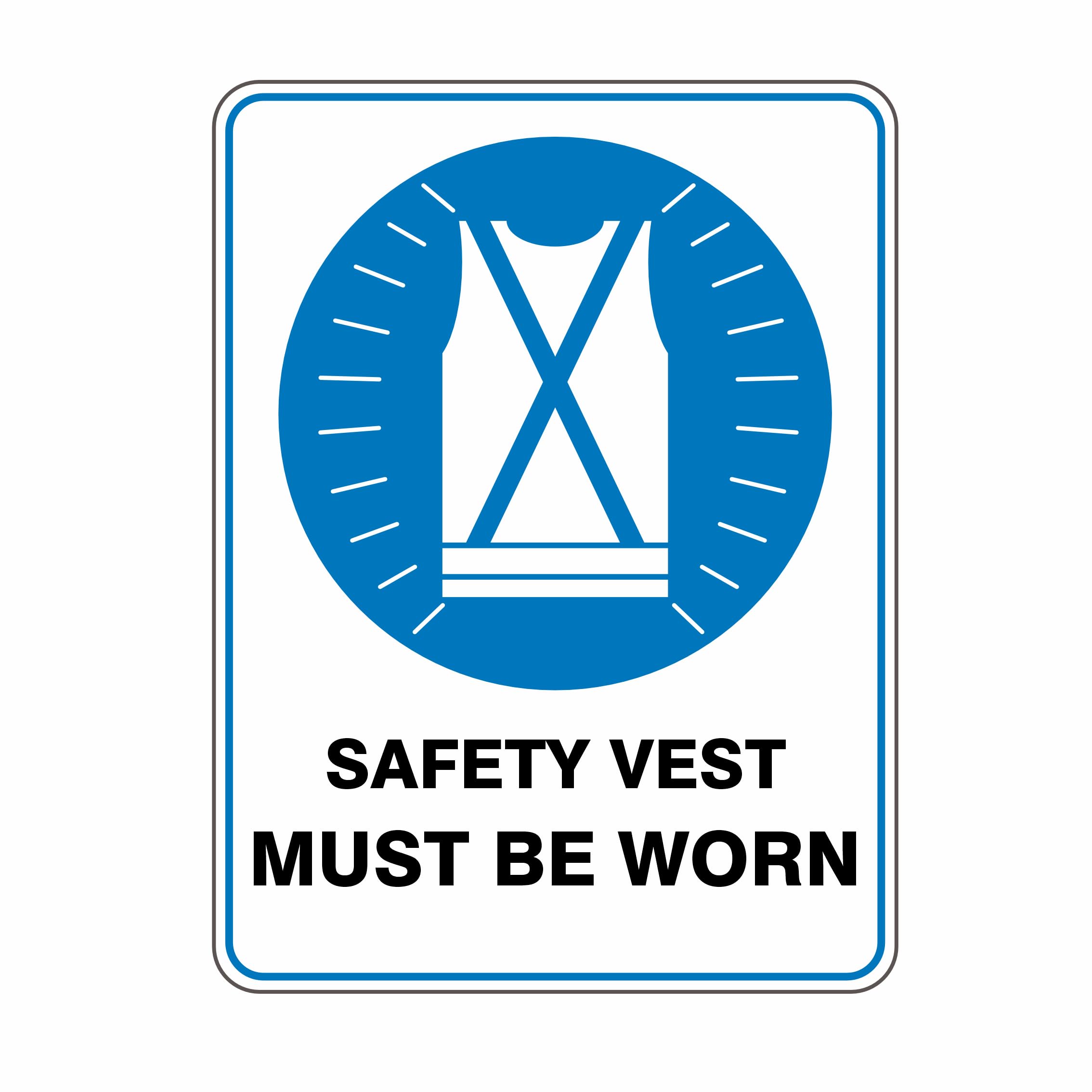Safety Vest Must Be Worn Mandatory Signs Metal Tin Sign 8 x 12 inch for Industrial & Commercial
