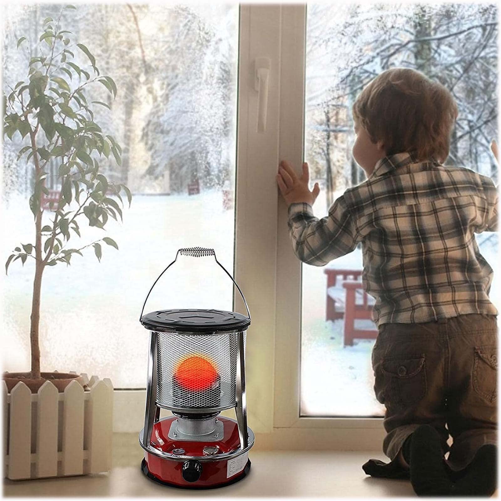 4.6L/6L tragbare Heizung Konvektions-Kerosinkocher für Notheizungen im Innen- und Außenbereich Glasstrahler 0,25 l/h für Eisangeln, Zelt, Weihnachtsfeier (Rot (4.6l 6 Wicks))