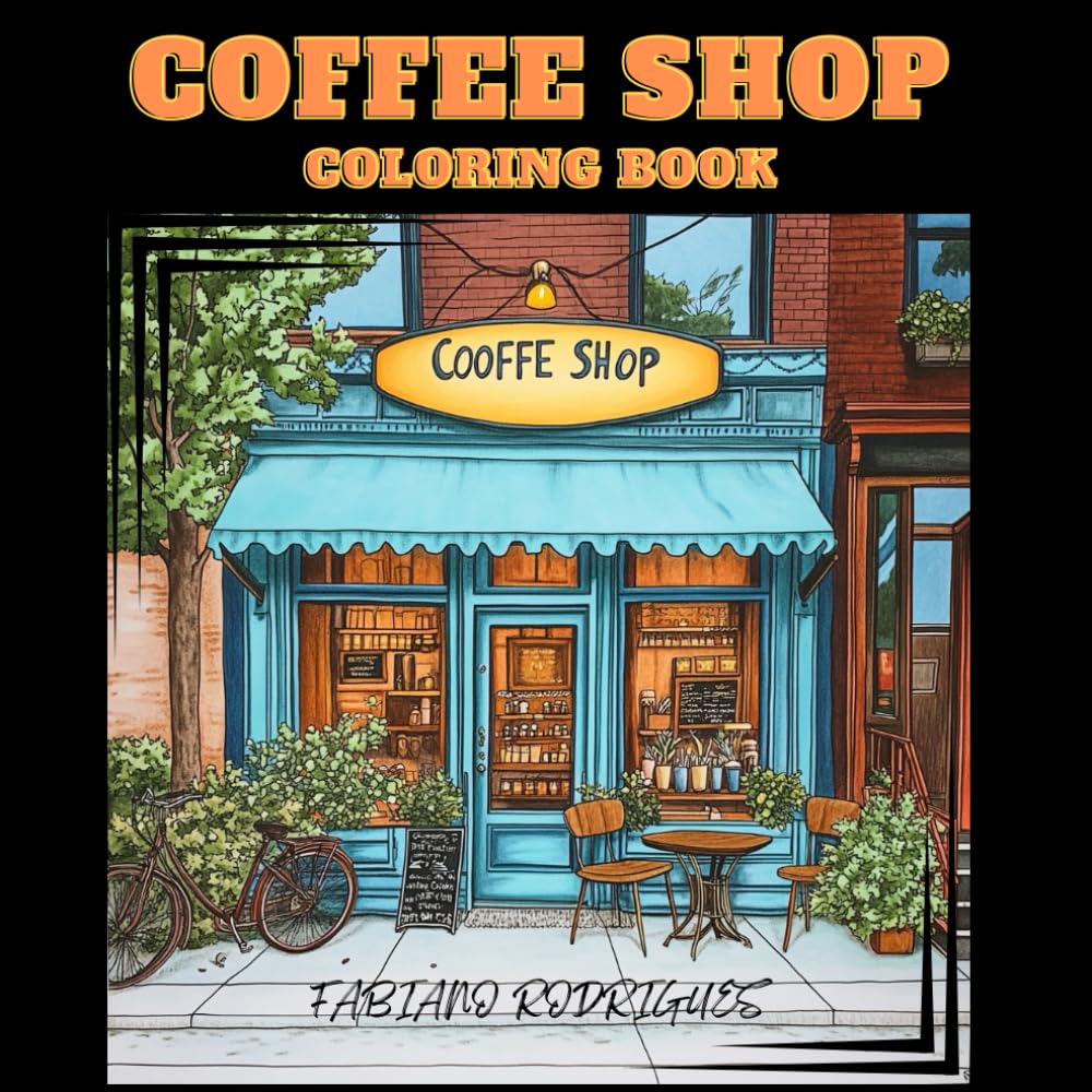 Coffee Shop Coloring Book for Adults and Teens, Hygge Spaces for Relaxation