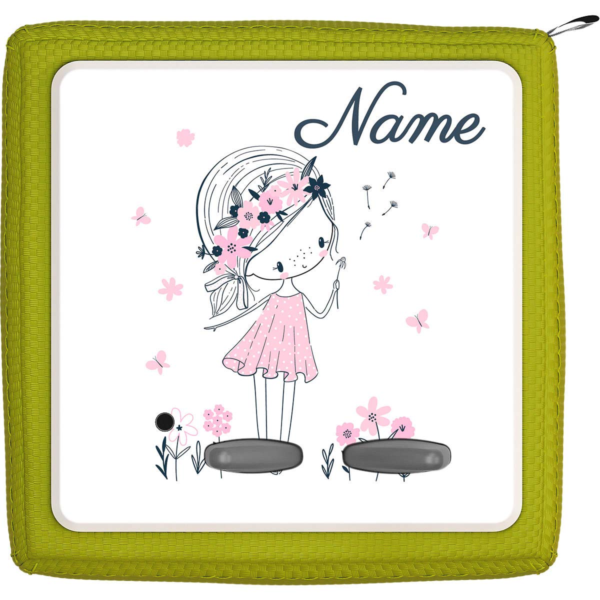 Schutzfolie Für Toniebox – Individueller Sticker Mit Design „Kleines Mädchen Mit Braunen Haaren & Blumen“ – Aus Vinyl, Kratzfest & Leicht Zu Applizieren