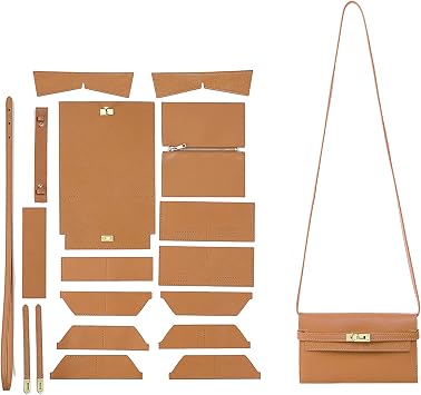 طقم محفظة طويلة DIY من POPSEWING Designer للنساء، طقم صنع حقيبة جلدية، طقم خياطة جلدية مخيطة يدويًا لحقيبة نسائية، طقم صناعة يدوية لحقيبة بناتية هدية باللون البني