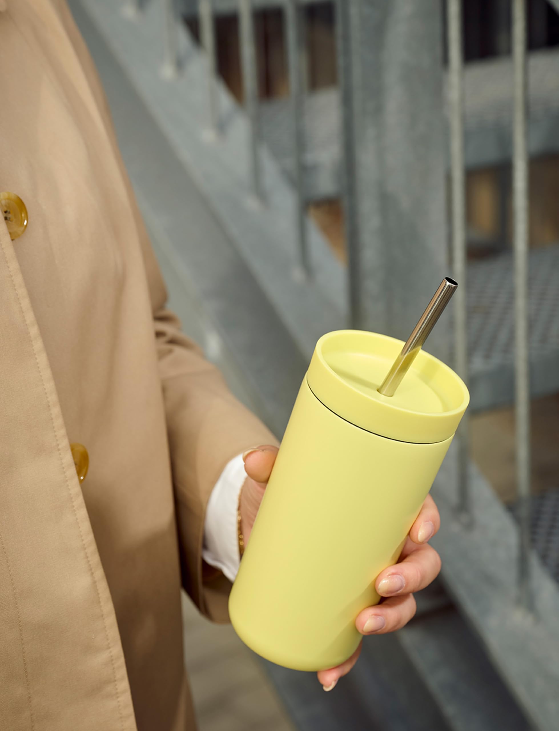 Stelton To Go Sip kubek termiczny ze słomką, 0,4 l, izolowany próżniowo, trwały – 400 ml, Laevis