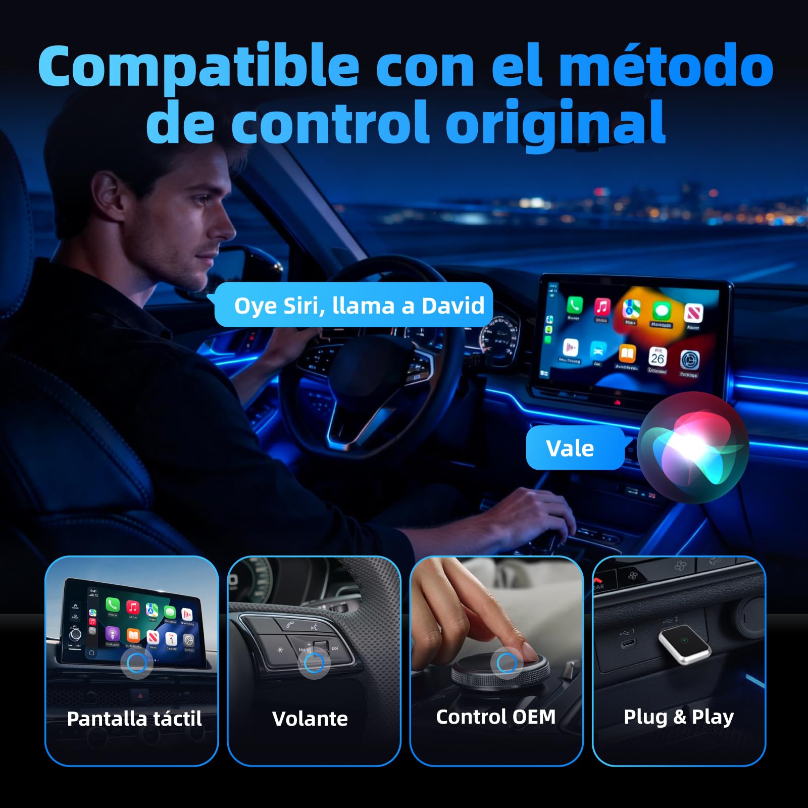 Linghuang Mini Adaptador Carplay Inalambrico & Adaptador Android Auto Inalambrico, Convierte de Cableado a Inalámbrico, Plug & Play, Conexión Rápida y Estable, Compatible con iOS 10+ & Android 11+