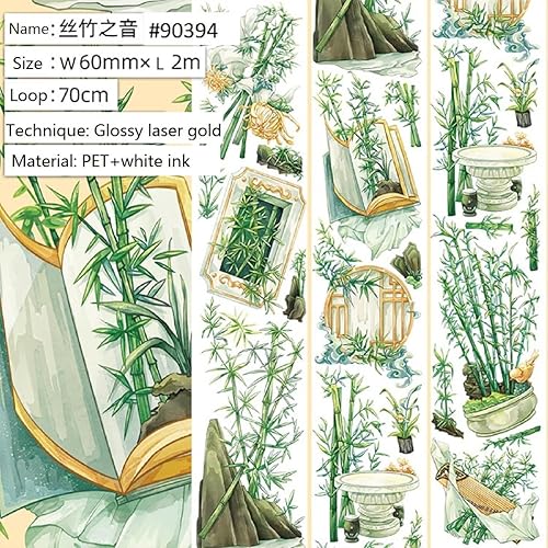 Miniatura 3 de Cinta washi de rosa para collage original de flores, creatividad, hecha a mano, para libro de diario, material PET con efecto láser (90395)