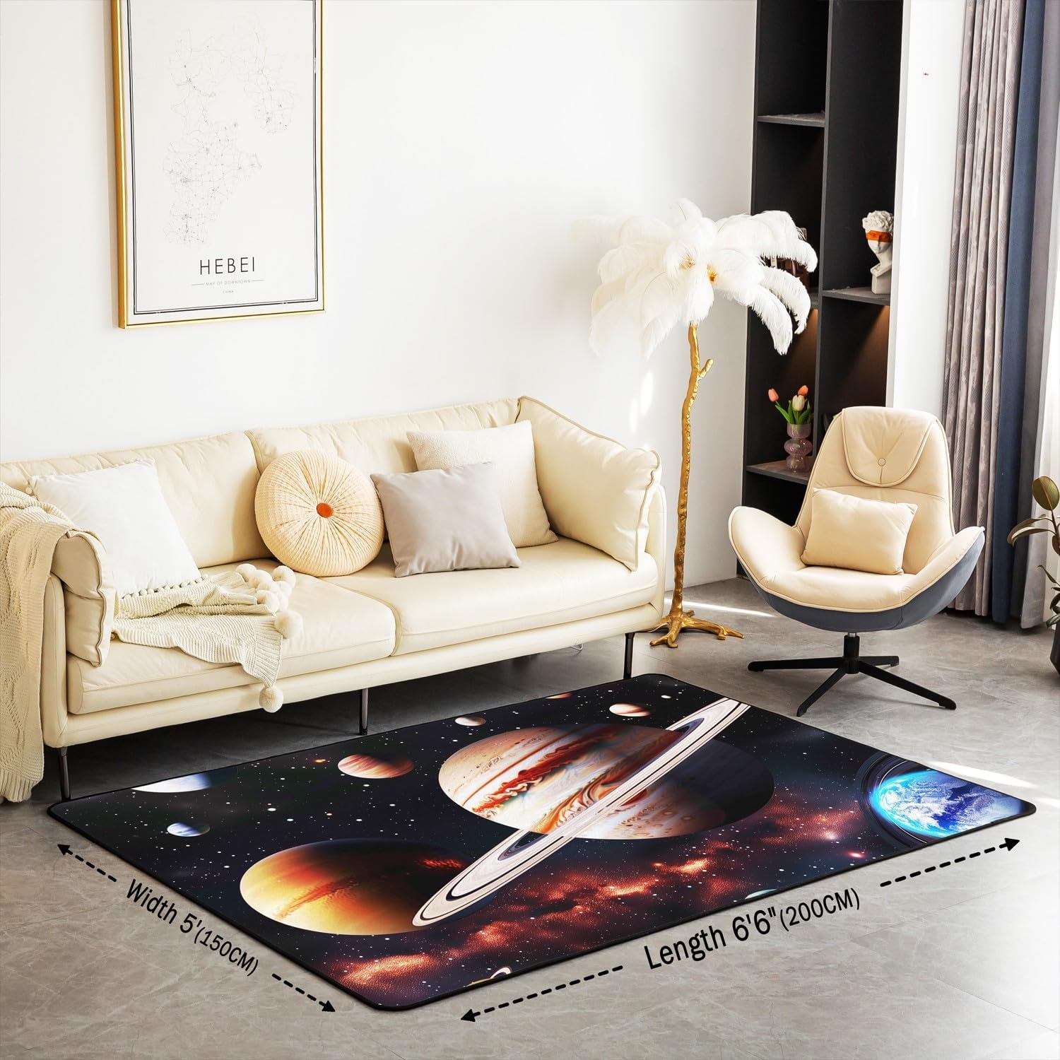 Dreamy Universe Living Room Rugs 3x5 Colorful Planet Area Rug for Kids Teen Glitter Starry Galaxy Sky Carpet Runner Non Slip Outer Space Decorative Accent Rug Bedroom Decor