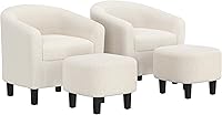 Vista 12 de Yaheetech Juego de 2 sillas tipo barril de pana, tapizadas, sillones redondos, sillas de espera con cojín suave para sala de estar, dormitorio, sala