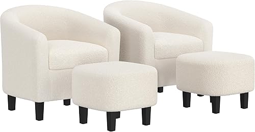 Miniatura 16 de Yaheetech Juego de 2 Sillas de Acento Marrones, Sillas de Barril de Cuero Sintético, Cómodos Sillones Club Modernos de Cuero con Asiento Suave para