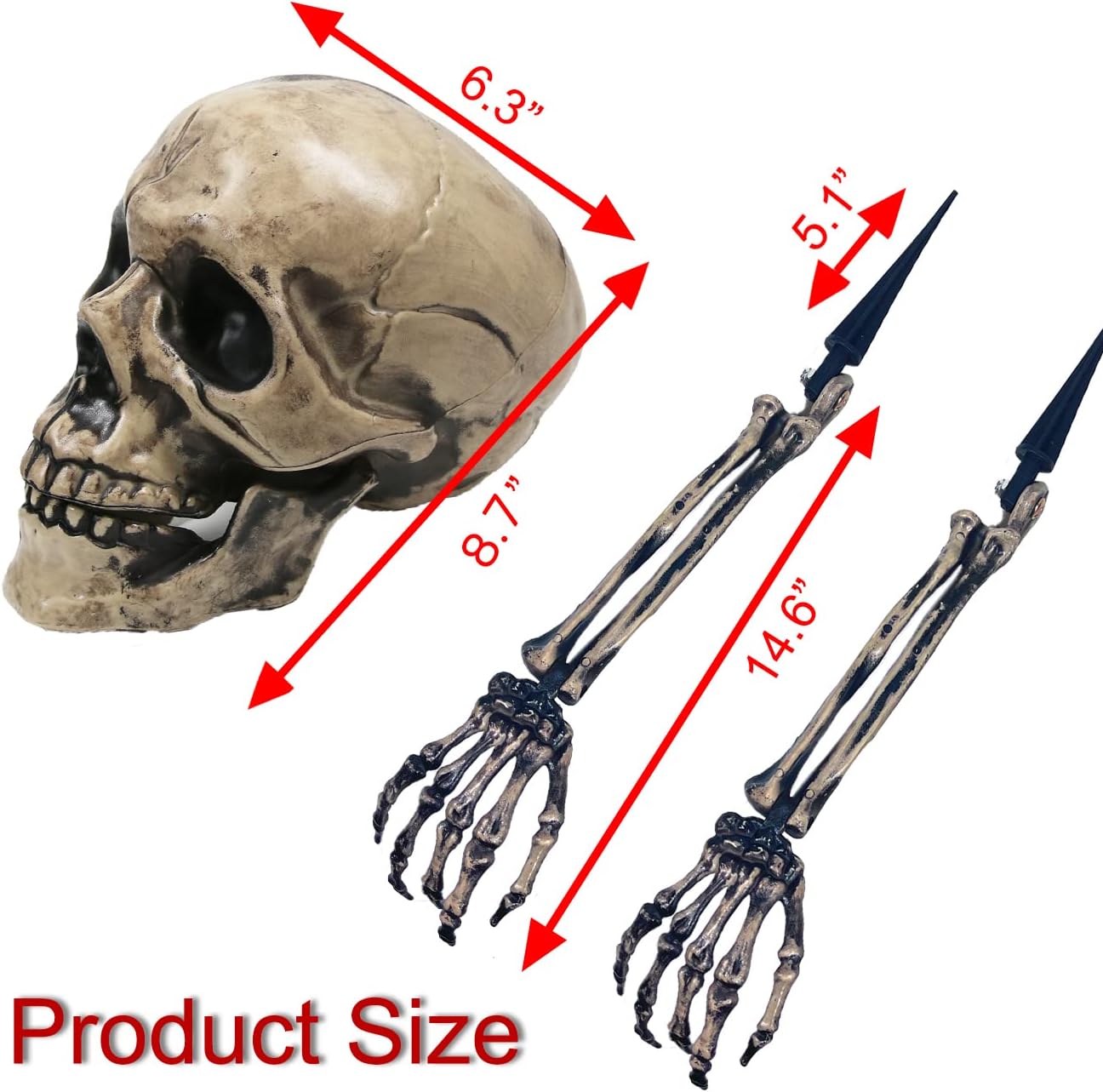 Sunnyglade Realistic Skeleton Stakes Halloween Decoration Scary Ground Breaker Skull and Skeleton for Outdoor Yard Lawn Stake Garden Graveyard Decoration