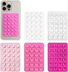 5PCS Silicone Suction Phone Case Mount,Non Slip Suction Cup Phone Mount,Hands-Free Accessories Holder for Selfies and Videos,Silicon Adhesive Stand Sticky for Cell (Pink, White)