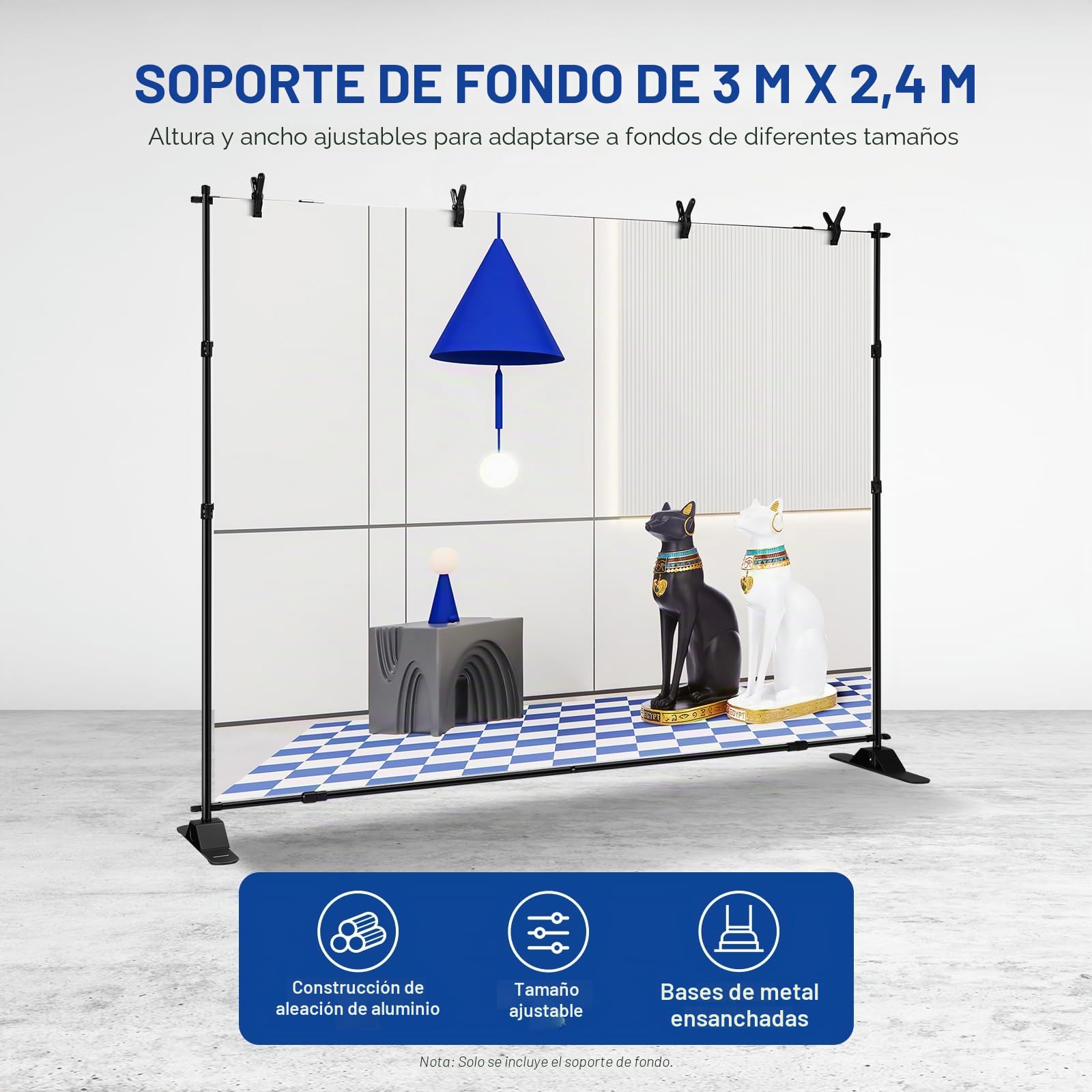 NEEWER Soporte de telón de fondo resistente con bases ampliadas, soporte de fondo de 10 x 8 pies con 4 barras transversales, 2 postes telescópicos, 4 clips de resorte y bolsa de transporte para sesión