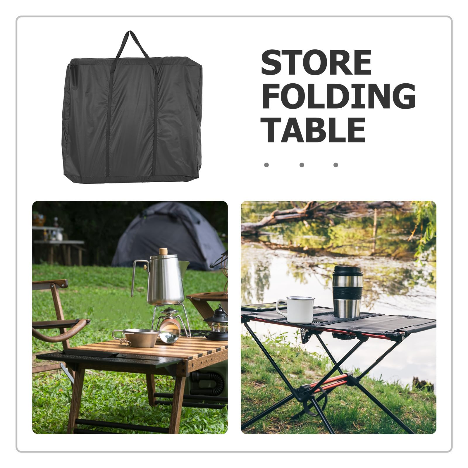 CALLARON Paquet de Rangement Pliable pour Table Pliante en Tissu Oxford Noir, avec Fermeture Éclair Double et Bandoulière Confortable pour Transport et Stockage, Dimensions 92x13x80 Cm