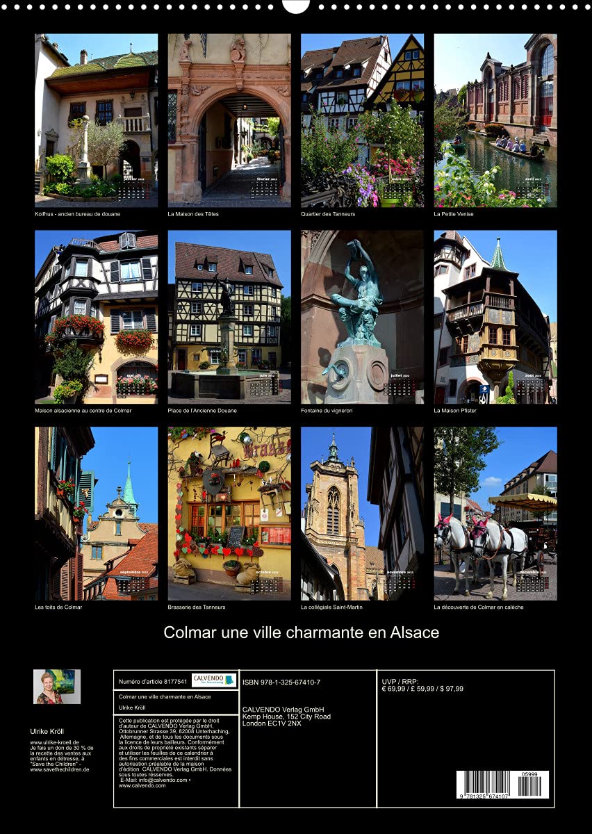 Colmar une ville charmante en Alsace (Premium, hochwertiger DIN A2 Wandkalender 2022, Kunstdruck in Hochglanz): Une petite ville française avec du charme (Calendrier mensuel, 14 Pages )