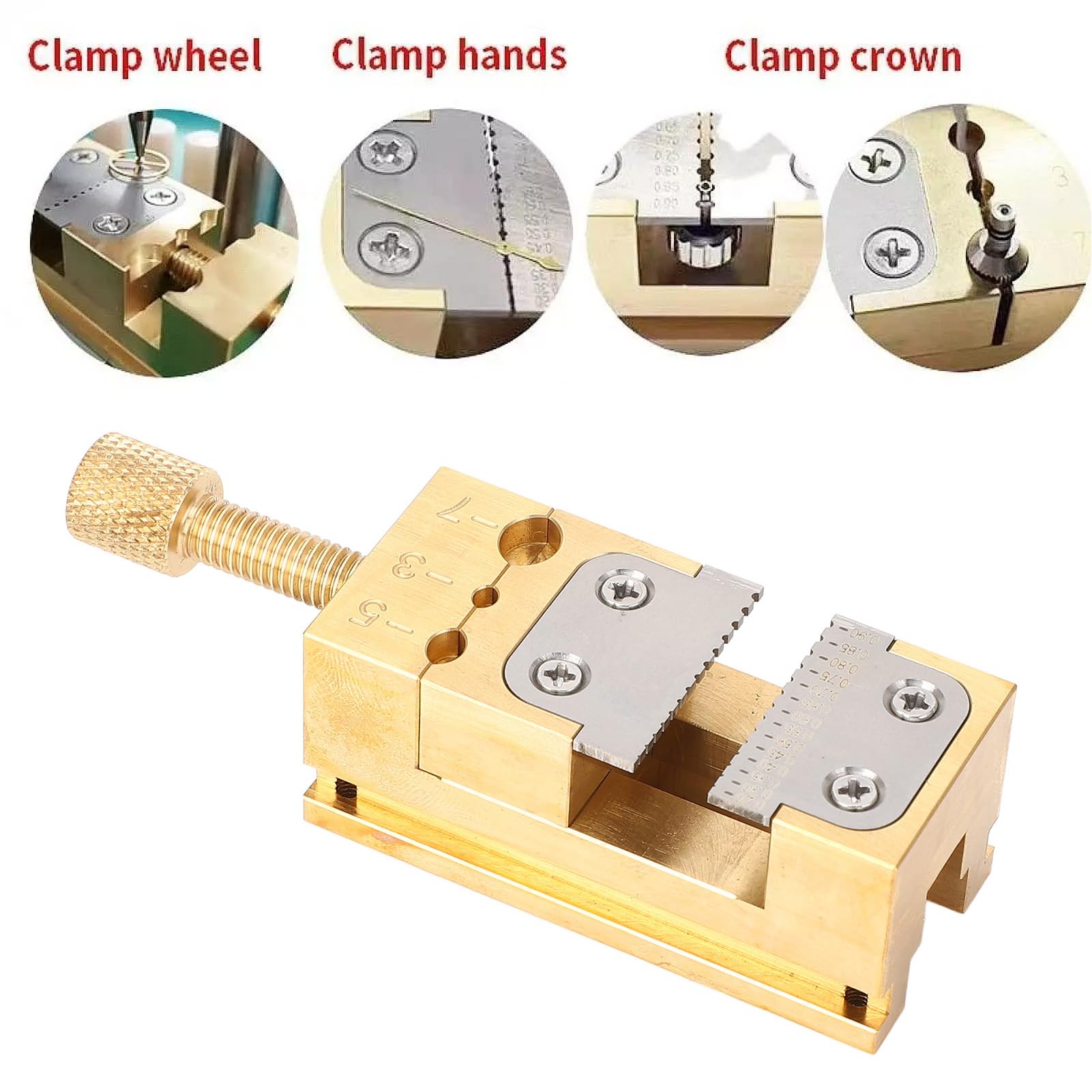 Demeras Supporto per Lancette dell'orologio, Morsa da Banco Resistente all'usura Apertura 0,2-0,9 Mm per Riparazione Orologio da Polso