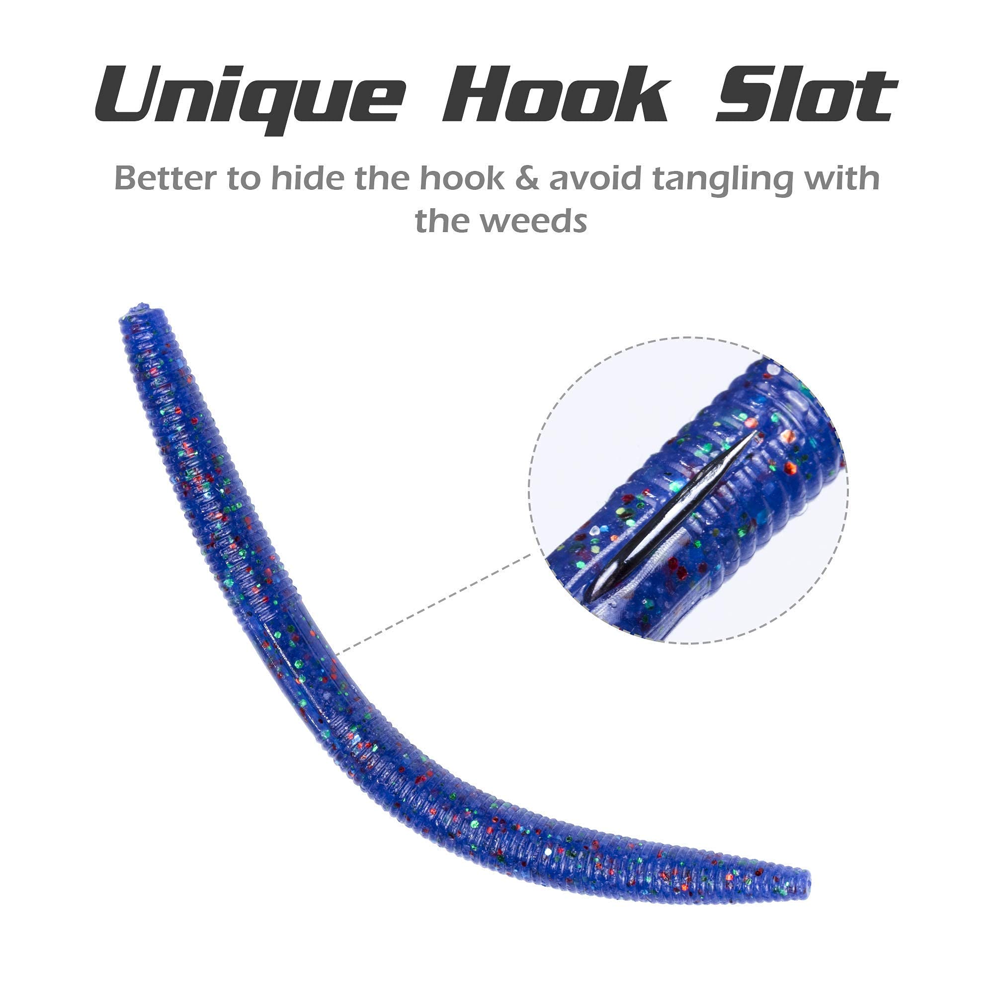 Rubber Worms Senkos - Kit de señuelos de plástico Suave para Pesca de lubina (10,16 cm, 12,7 cm)
