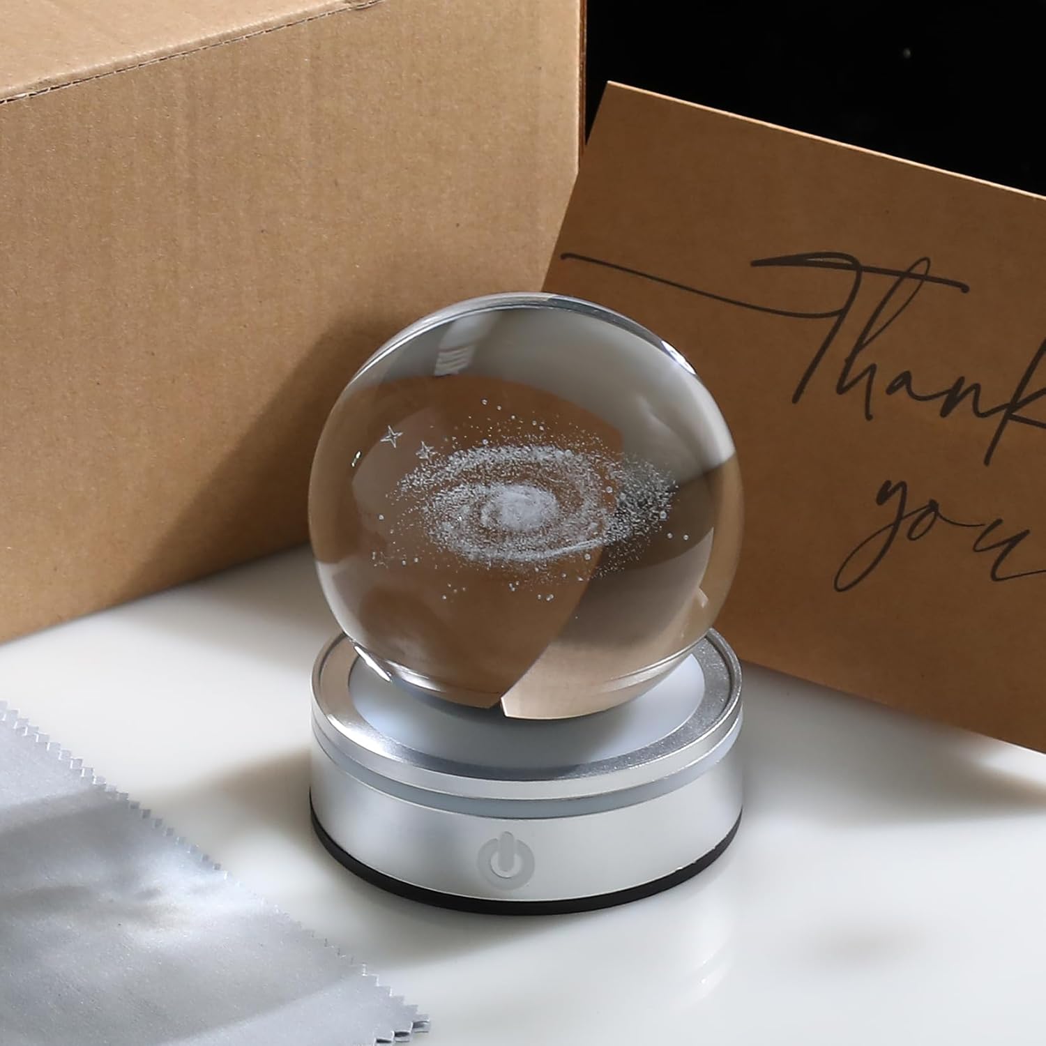 3D Galaxy Milk Way 3.15 inch Crystal Ball Night Light Colorful Table Lamp for Astronomy Space Home Decor Globe for Birthday，Presents for Fathers Mother Kids Boys Friends on Their Birthday