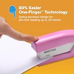 PaperPro inCOURAGE20 - 3 in 1 Stapler - One Finger, No Effort, Spring Powered Stapler - BCA Pink (1588)