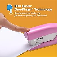 Vista 8 de Bostitch Office InCourage - Engrapadora compacta con resorte, 3 en 1, plástico, media tira, capacidad para 20 hojas, BCA rosa (1588)