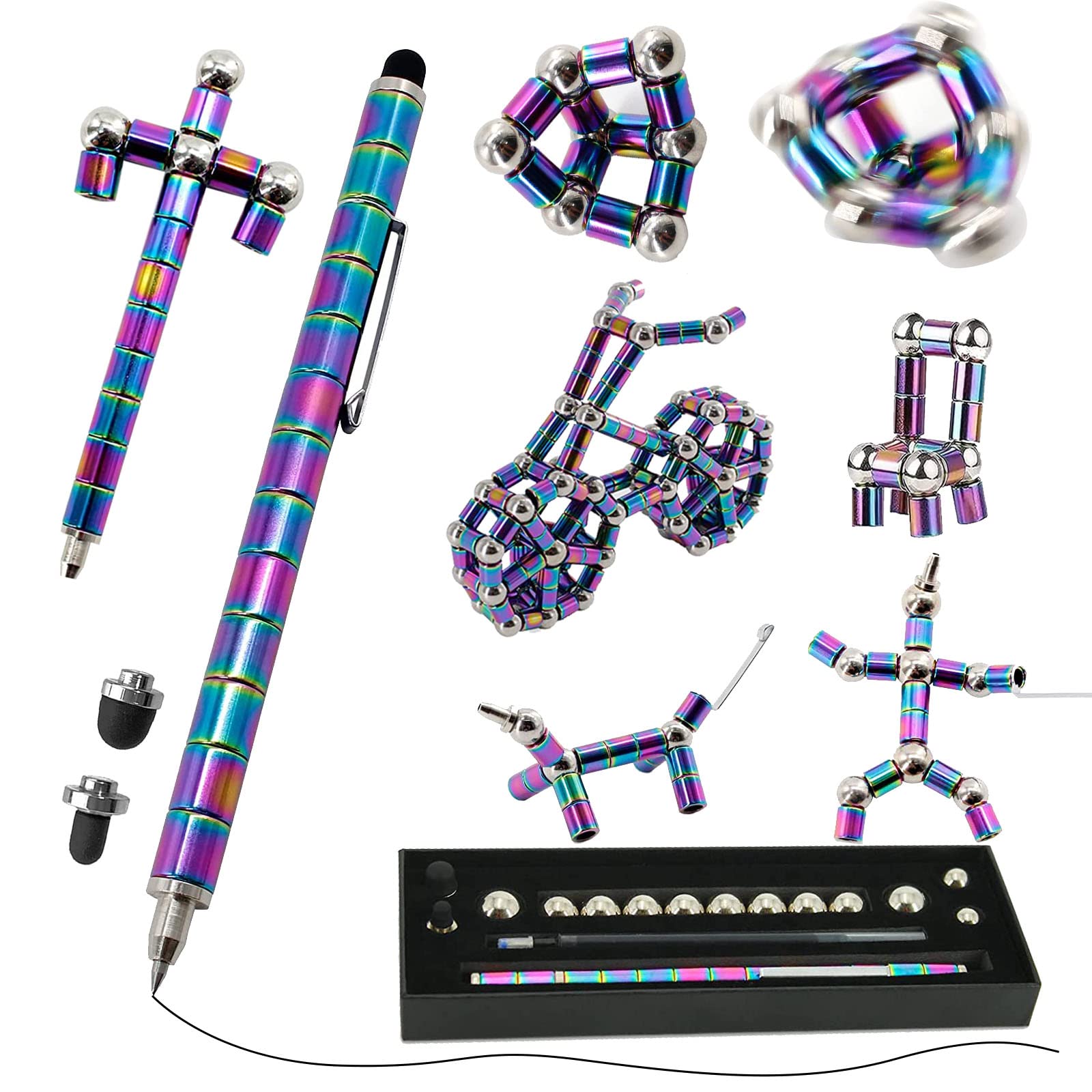 Fidget Pen,Decompression Magnetic Metal Toy Pen, Stress Relief Pressure Relieve Novel Toy Pen, Strato Pen Multifunctional Deformable Magnet Writing Pen,Great Gifts for Kids and Friends