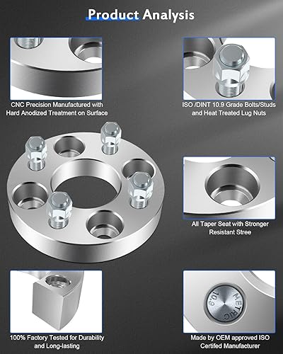 Miniatura 5 de Separadores de rueda ECCPP, 4 unidades, 1 pulgada (25 mm) 4x100 a 4x100, 4 lengüetas con Espárragos de 12x1.5