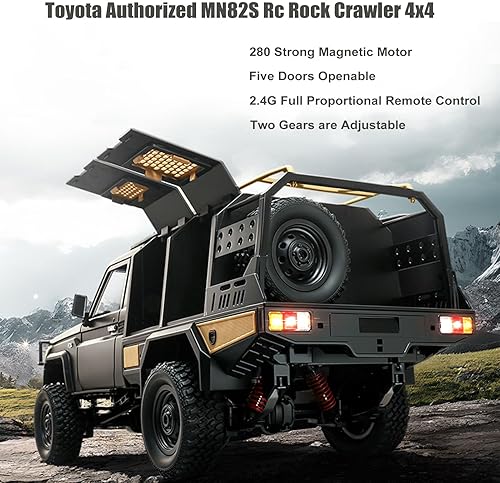 Miniatura 3 de YIKESHU MN82S - Camión rastreador de rocas RC escala 112, automóvil de control remoto todoterreno 4WD con luces LED, control proporcional de 2