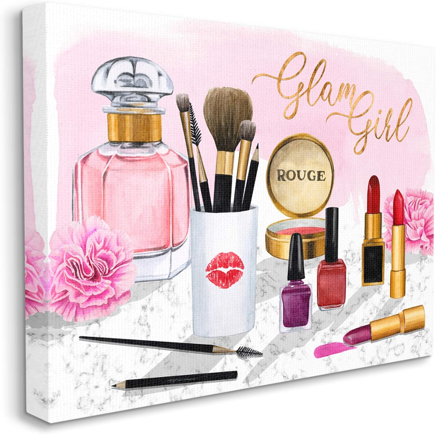 Stupell Industries Glam Girl Phrase with Fashion Cosmetic Accessories
