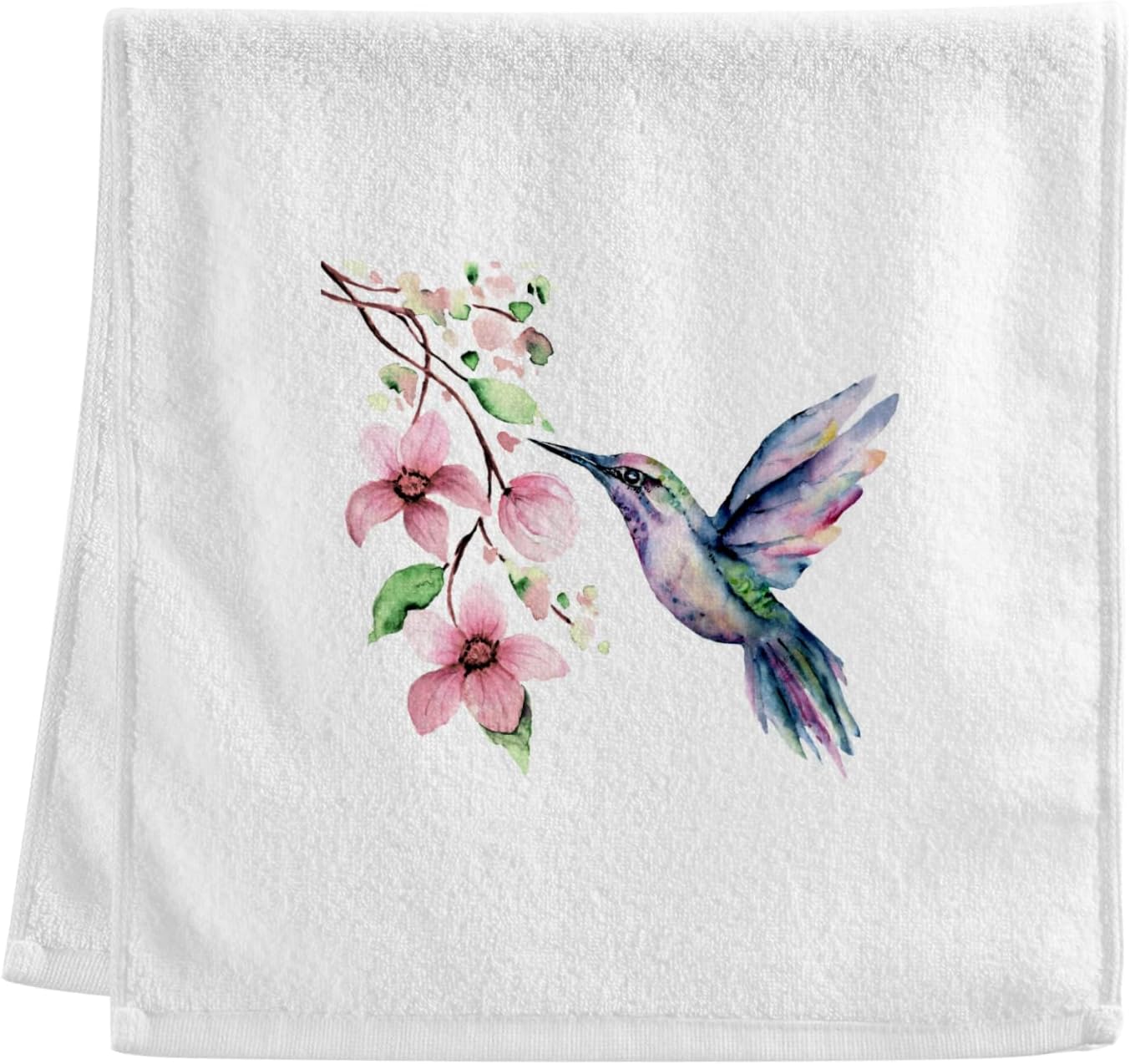 Soft Cotton Face Wash Towels Hummingbird Tropical Bird and Flower Exotic Bath Hand Towels for Working Out Bathroom Decorative Set of 2 for Guest Shower 16x30 Inches