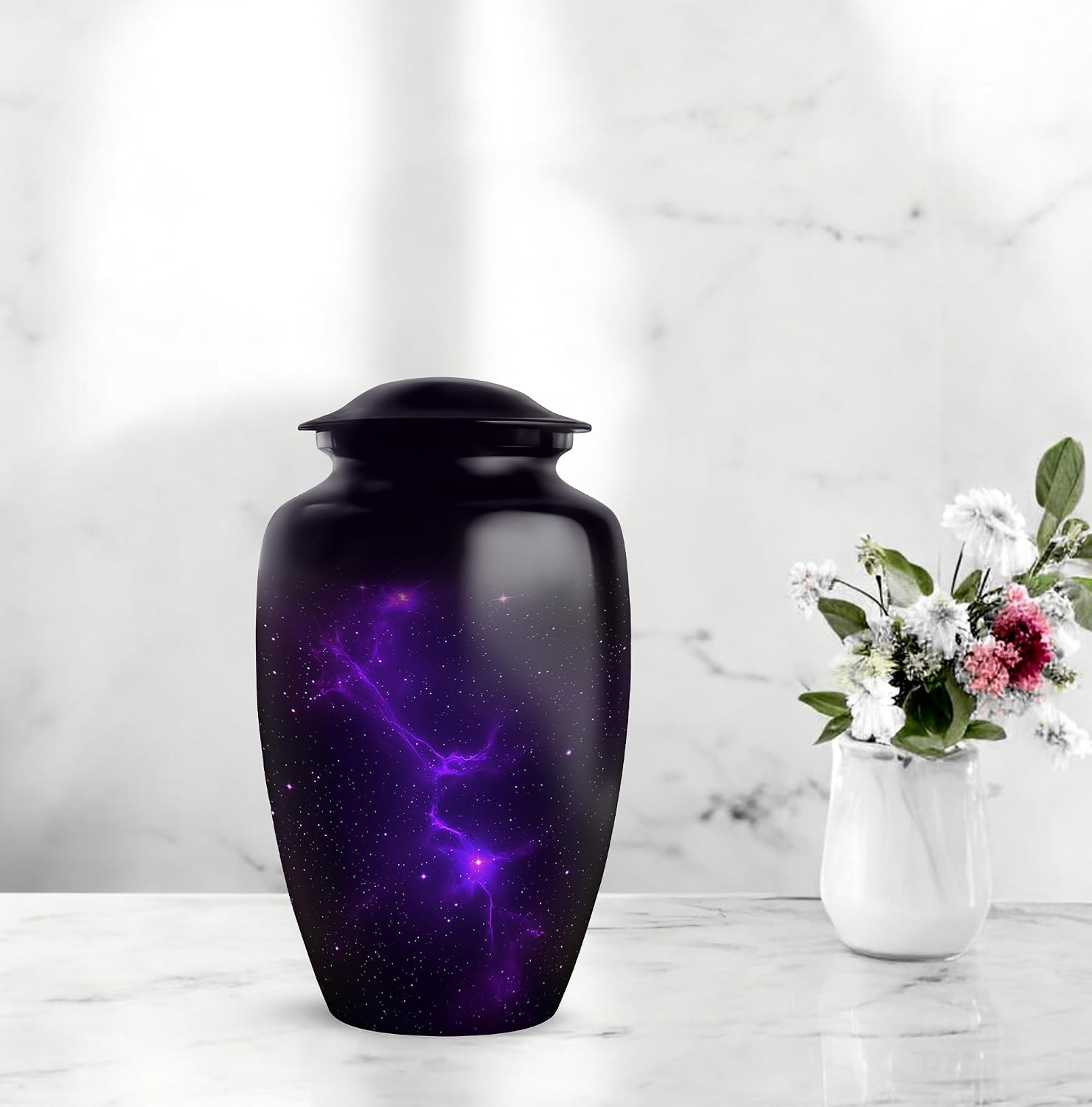 Yatskia Purple Galaxy Urn for Ashes Adult Male, Cremation Burial Urns for Human Ashes Adult Female, Ash Holder Funeral Urn for Human, (Classic Large, 10 Inch)