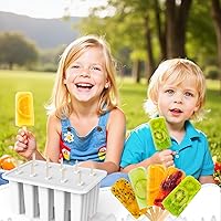 Vista 6 de Miaowoof Moldes caseros para paletas de hielo, fabricante de paletas de hielo de silicona sin BPA de 10 cavidades, con 50 palitos, 50 bolsas, 10