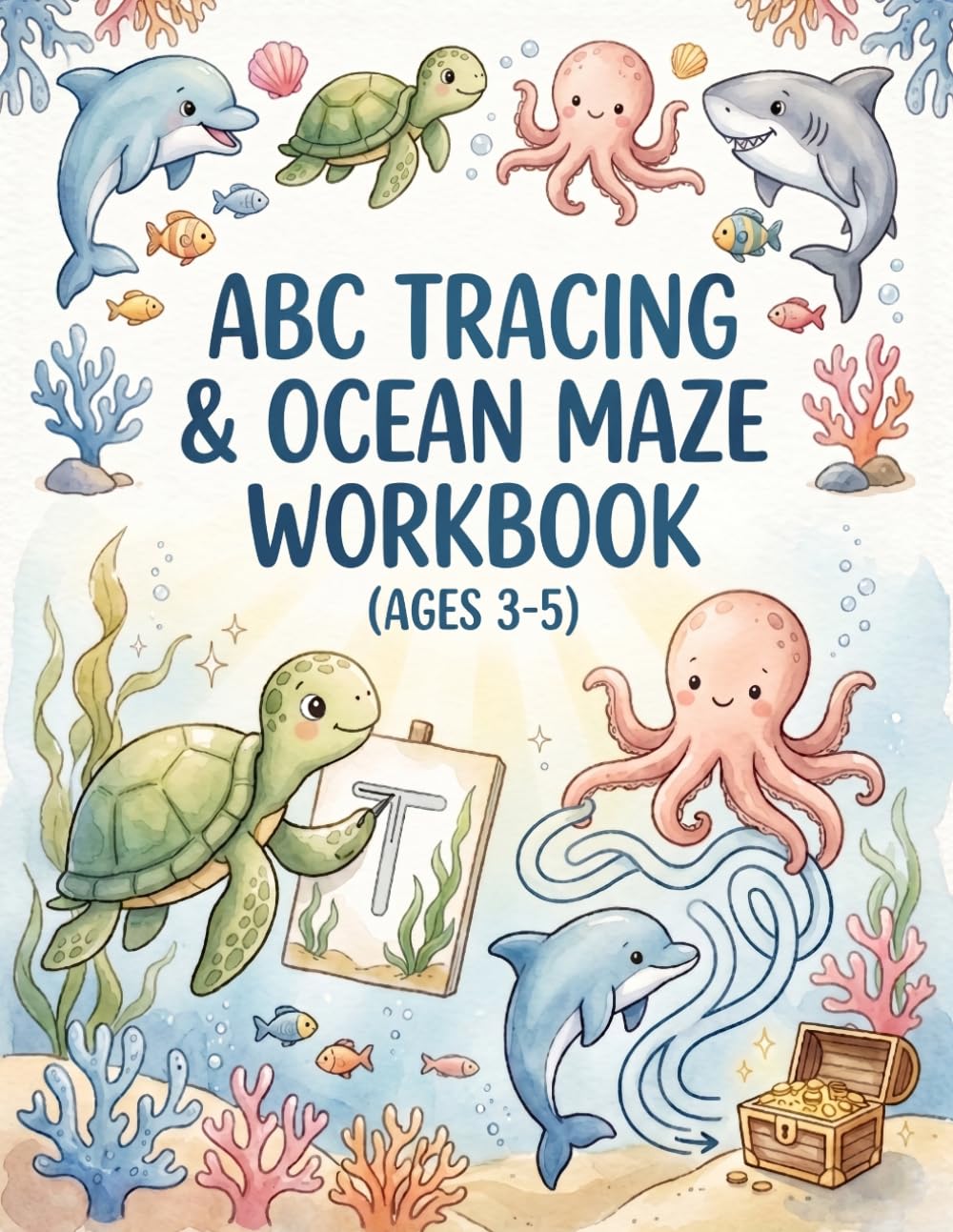ABC TRACING & OCEAN MAZE WORKBOOK (AGES 3-5): Fun Letter Tracing, Sea Animal Activities & Easy Mazes for Early Learning