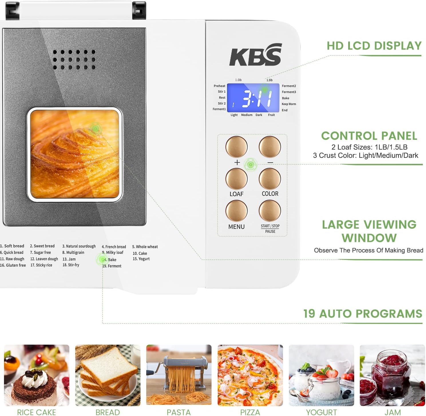 KBS Bread Machine Control Panel and Display