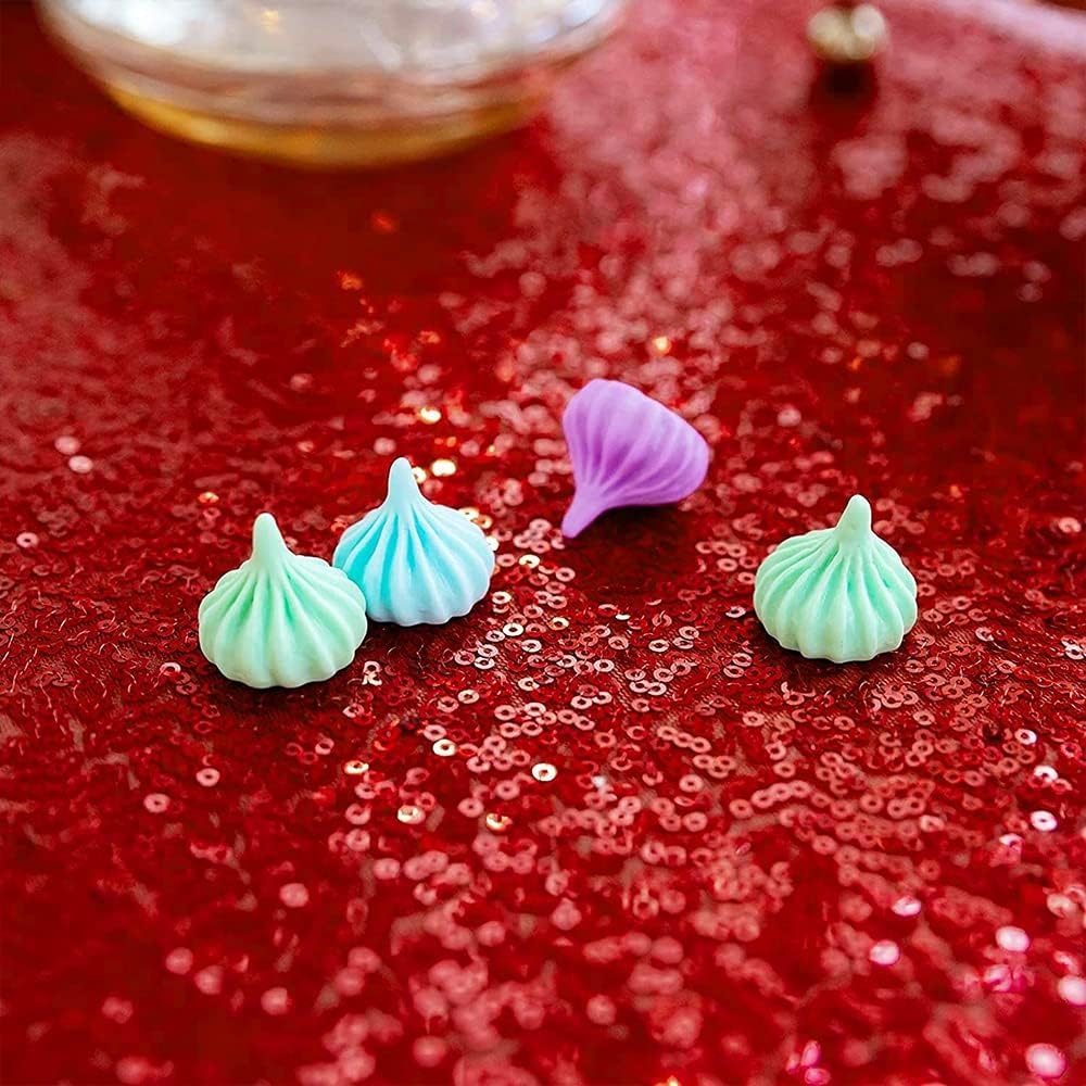 JYFLZQ Red Sequin Tablecloth 120'' Round Sparkly Table Cloths Drapes Table Cover Overlay for Wedding Birthday Parties Bridal Shower