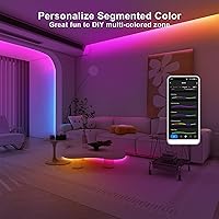 Vista 2 de 32.8ft Bluetooth RGB+IC COB Led Strip Light with App, Chasing COB Light Strip, Segmented Control, Music Sync, Color Changing Led Lights for Home
