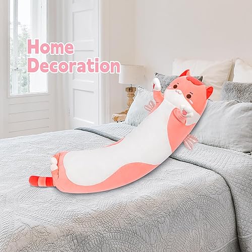 Miniatura 6 de Caaaat Peluche largo de gato rosa, animales de peluche suaves, gatito Kawaii para niños, almohada de felpa para dormir, juguetes de peluche, regalo