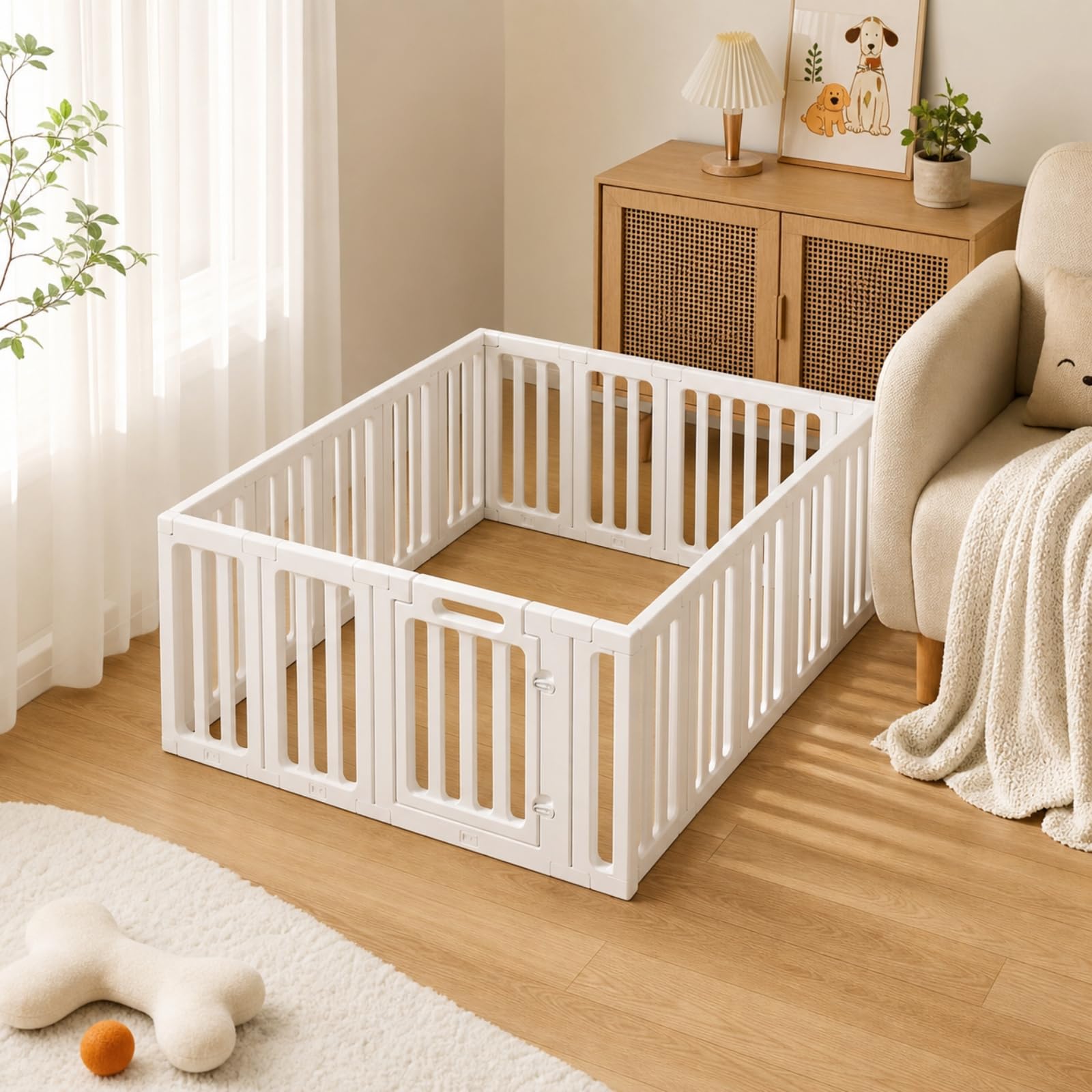 Recinzione con Porta da Interno Box con Pannelli Resistente Gabbia per Cani, Appartamento, 80 90cm, style to 3