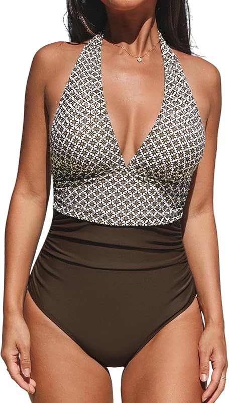 CUPSHE Maillot de bain une pièce pour femme - Dos nu - Effet ventre plat